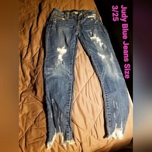Judy Blue Ripped Skinny Jeans in Blue